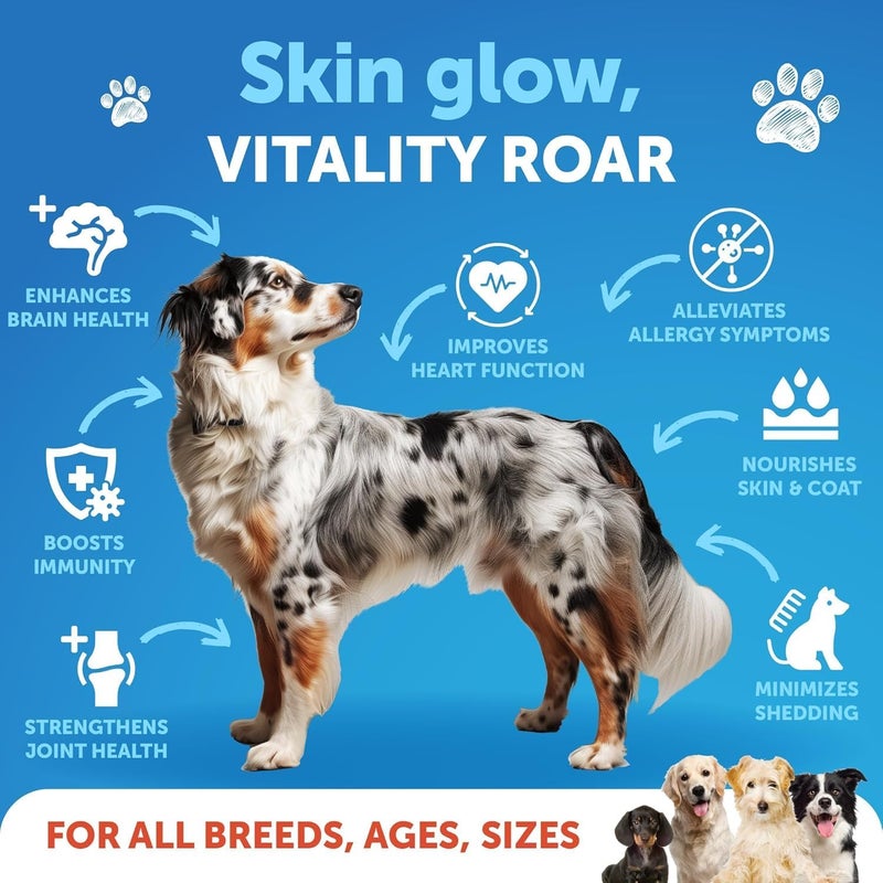 Artullano Salmon Oil for Dogs - Omega 3 for Dogs - 8 FL OZ Wild Alaskan Salmon Fish Oil - Natural EPA & DHA Fatty Acids for Skin & Coat, Allergy, Joint & Bone Health - Liquid Support Supplement for Shedding - Image 3