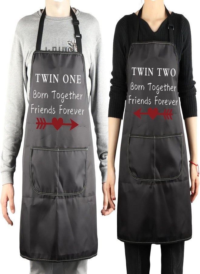 MBMSO Twins Apron Twin One Twin Two Apron Twin Siblings Gifts Born Together Friends Forever Twin Sister Friend Gifts for Her (TWINS Apron-sets) - Image 3