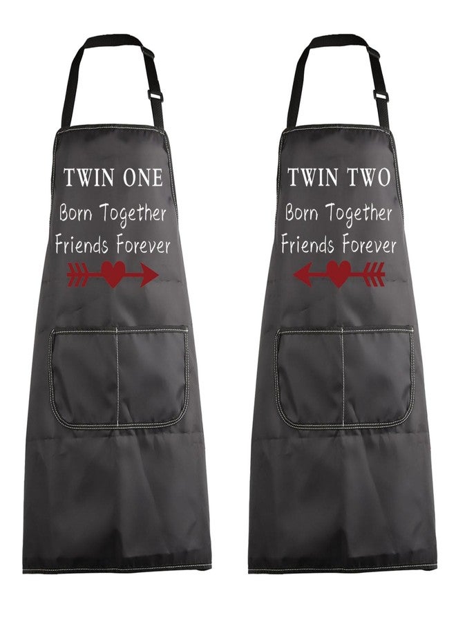 MBMSO Twins Apron Twin One Twin Two Apron Twin Siblings Gifts Born Together Friends Forever Twin Sister Friend Gifts for Her (TWINS Apron-sets) - Image 1