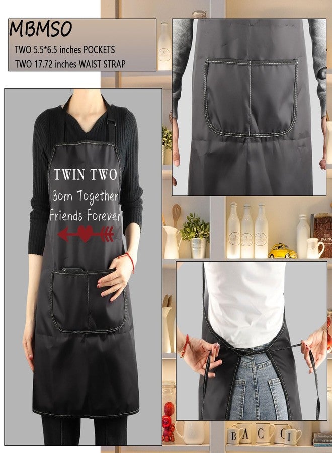 MBMSO Twins Apron Twin One Twin Two Apron Twin Siblings Gifts Born Together Friends Forever Twin Sister Friend Gifts for Her (TWINS Apron-sets) - Image 5