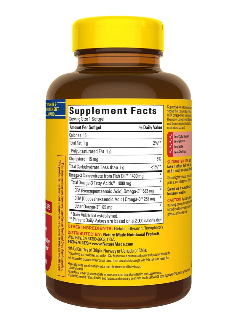 Nature Made Burpless Ultra Omega3 From Fish Oil 1400 Mg Dietary Supplement For Healthy Heart Support 90 Softgels 90 Day Supply  - Image 2
