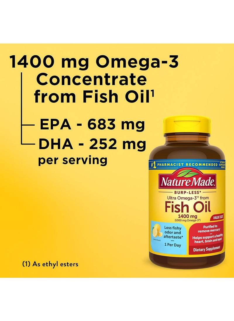 Nature Made Burpless Ultra Omega3 From Fish Oil 1400 Mg Dietary Supplement For Healthy Heart Support 90 Softgels 90 Day Supply  - Image 5