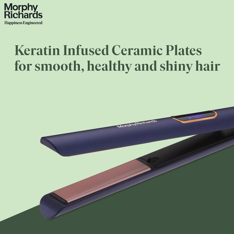Morphy Richards Keraflow Hs3511 Digital Hair StraightenerIconicKeratin Care For FrizzfreeShiny Hair5HeatSetting2Yr WarrantyFree Travel Friendly Storage PouchMetallic PurpleGoldGift for Her - Image 3