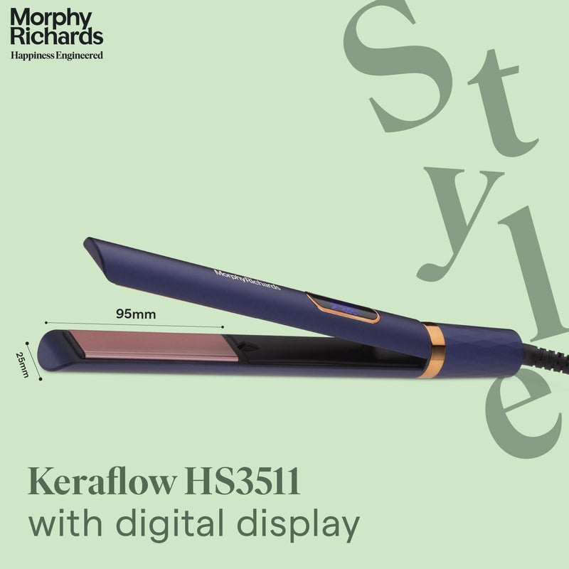 Morphy Richards Keraflow Hs3511 Digital Hair StraightenerIconicKeratin Care For FrizzfreeShiny Hair5HeatSetting2Yr WarrantyFree Travel Friendly Storage PouchMetallic PurpleGoldGift for Her - Image 2