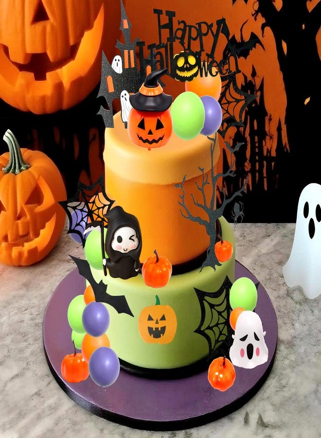 Tyotrbs Halloween Cake Toppers 3D Pumpkin Bat Ghost Cake Balls Cake Decorations Happy Halloween Cake Topper For HalloweenParty Supplies - Image 2