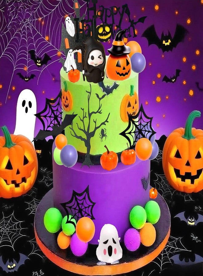 Tyotrbs Halloween Cake Toppers 3D Pumpkin Bat Ghost Cake Balls Cake Decorations Happy Halloween Cake Topper For HalloweenParty Supplies - Image 5