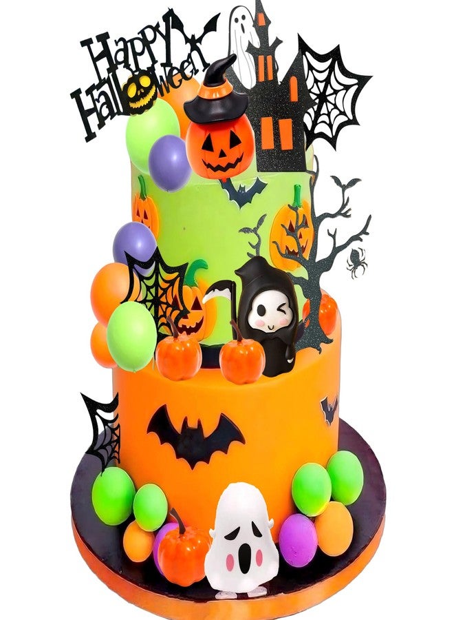 Tyotrbs Halloween Cake Toppers 3D Pumpkin Bat Ghost Cake Balls Cake Decorations Happy Halloween Cake Topper For HalloweenParty Supplies - Image 1