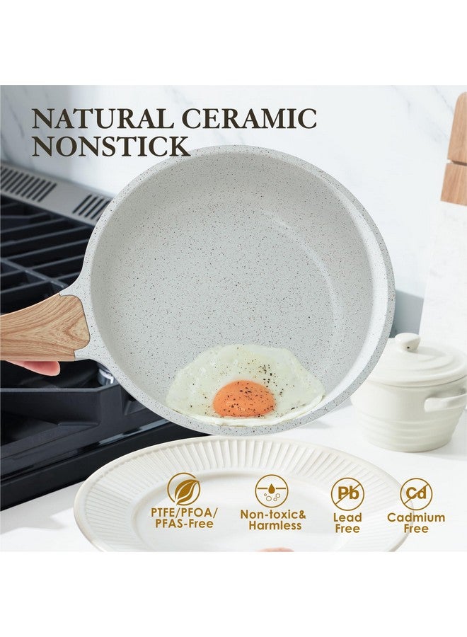SENSARTE Nonstick Ceramic Frying Pan Skillet, 8-Inch Omelet Pan, Healthy Non Toxic Chef Pan, Induction Compatible Egg Pan with Heat Resistant Handle, PFAS-Free, White - Image 2