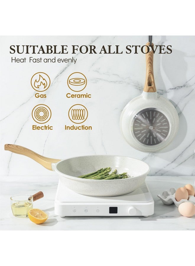 SENSARTE Nonstick Ceramic Frying Pan Skillet, 8-Inch Omelet Pan, Healthy Non Toxic Chef Pan, Induction Compatible Egg Pan with Heat Resistant Handle, PFAS-Free, White - Image 3