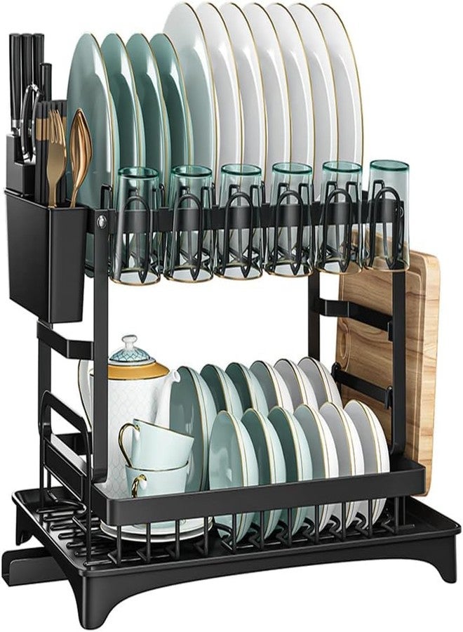 NYTRYD Dish Drainer with Drainboard and Utensil Holder, Large Capacity Draining Board Rack for Kitchen Countertop Saving Space - Image 1