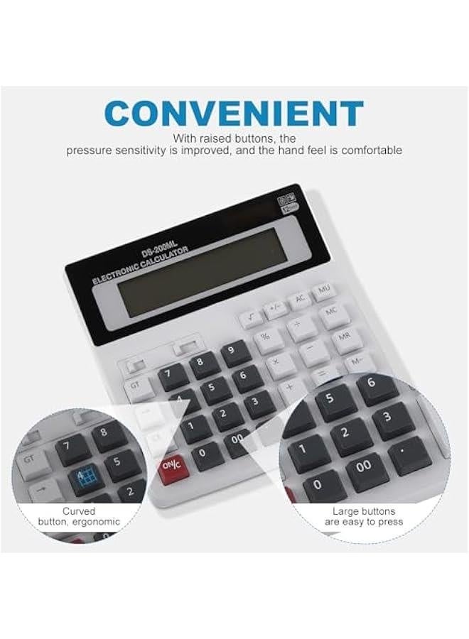 Desk Calculator , 12 Digit Extra Large LCD Display , Touch Comfortable with Big ons , Two Way Power Battery and Solar Calculators Desktop , Standard Function for Office , Home , School - Image 3