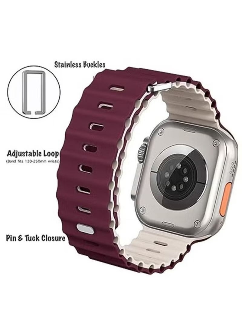 X-level Bands Compatible with Apple Watch 42mm 44mm 45mm 49mm Series 9/8/7/SE/6/5/4/3/2/1 IWatch Ultra/Ultra 2/Upgraded Silicone Hole Wavy Desing Band  - Image 2