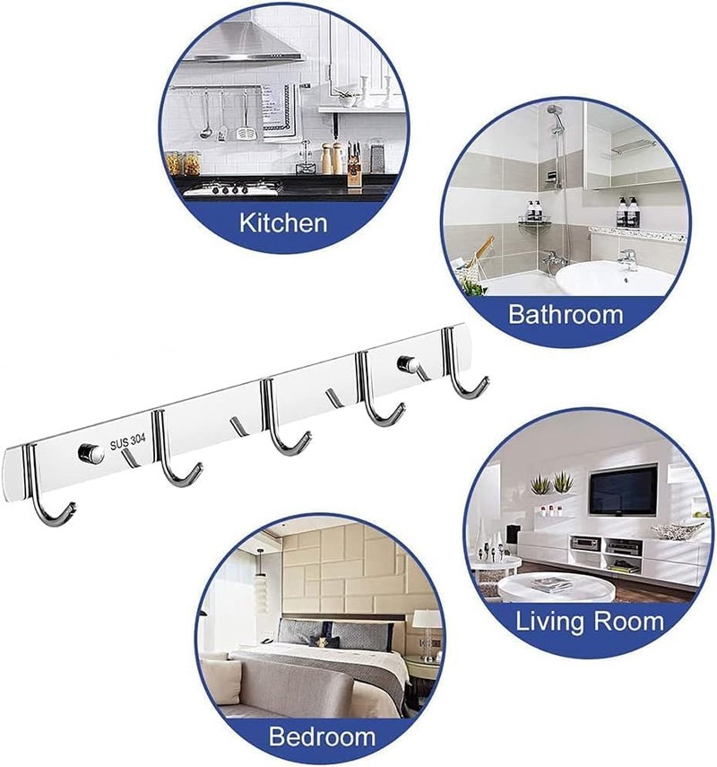 Boniry 1 Pcs Stainless Steel Wall-Mounted Kitchen Utensil Rack - Punch-Free, Strong Storage for Utensils, Towels, Clothes, Keys, and Bags in Sleek - Silver - Image 3