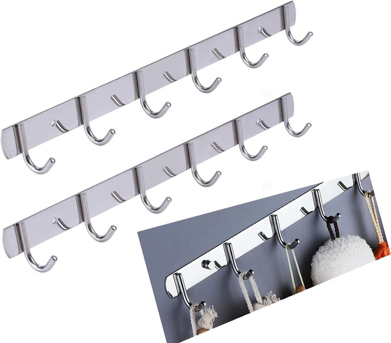 Boniry 1 Pcs Stainless Steel Wall-Mounted Kitchen Utensil Rack - Punch-Free, Strong Storage for Utensils, Towels, Clothes, Keys, and Bags in Sleek - Silver - Image 4