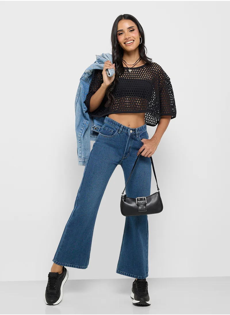 جينجر High Rise Wide Leg Jeans
