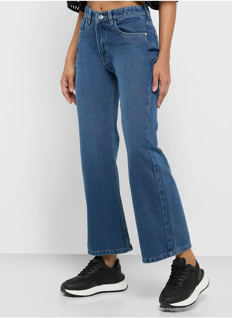 جينجر High Rise Wide Leg Jeans