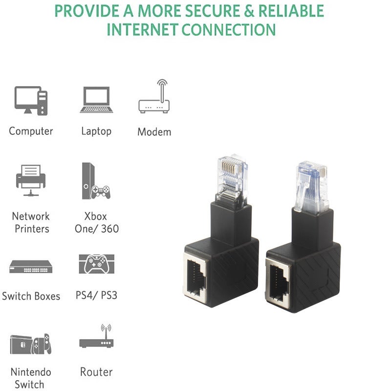90 degree RJ45 male-to-female adapter elbow network cable male-to-female network extension Crystal Head - Image 3