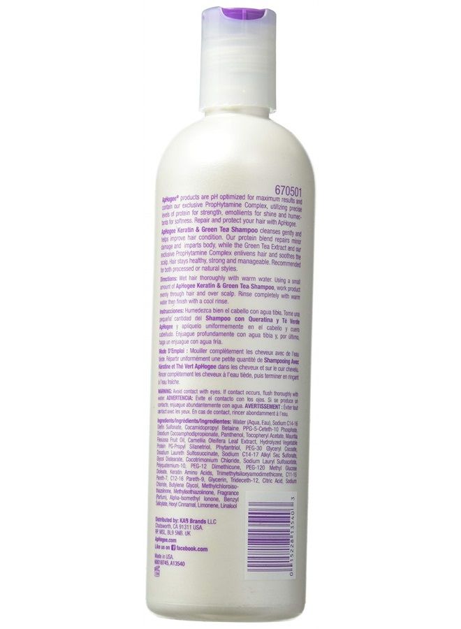 ApHogee Keratin and Green Tea 12-ounce Shampoo, 12 Ounce - Image 2