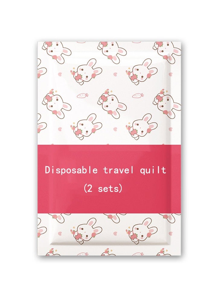 Disposable bedding 2-pack set, extra large, white packaging, including quilt cover, pillowcase, bed sheet, suitable for hotels, business trips, travel, easy to carry - Image 1