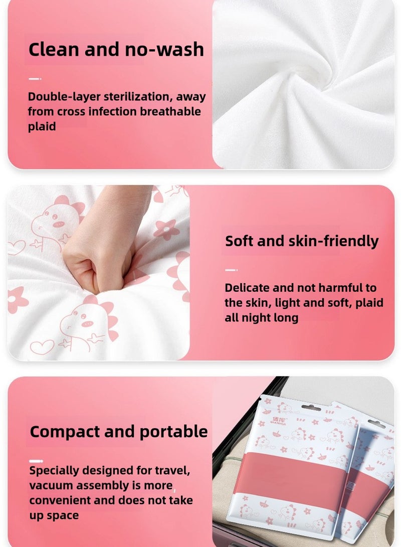 Disposable bedding 2-pack set, extra large, white packaging, including quilt cover, pillowcase, bed sheet, suitable for hotels, business trips, travel, easy to carry - Image 3