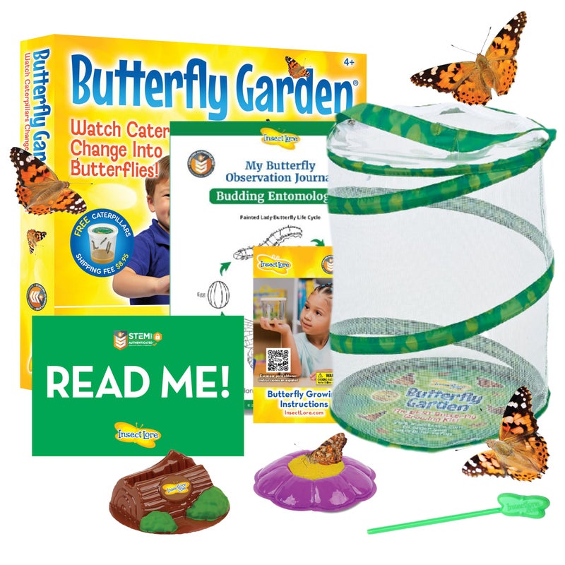 Insect Lore Raise and Release Butterfly Garden Kit â€“ Caterpillar Habitat with redeemable Voucher â€“ STEM-accredited Butterfly Growing Kit for Kids, Classrooms, and Homeschool Learning - Image 1
