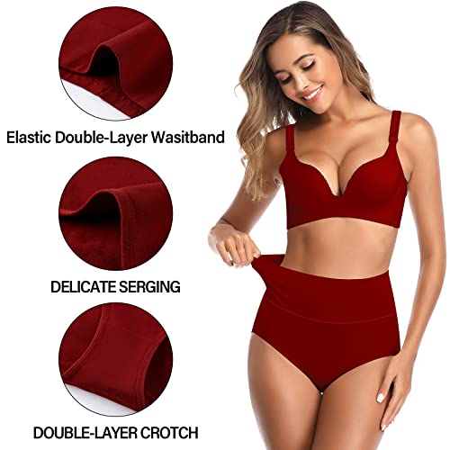 K-CHEONY Women's Underwear High Waisted Cotton Briefs Breathable Full Coverage Panties Multipack Regular and Plus Size, Dark Assorted, 5 Pack, X-Large - Image 2