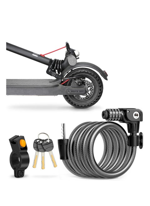 Scooter Lock Cable, Fit for Xiaomi Mijia M365 ES Series, Bicycle Combination Locks Coiled Chain Lock Basic Self Coiling Core Steel Wire 4 ft Long 1/3 inch Fit for M365/ES1/ES2/ES3/ES4