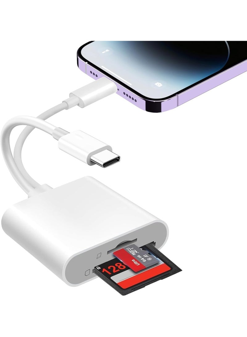SD Card Reader for iPhone USB C, Micro sd Card Adapter, Dual Interface Memory Card Reader for iPhone/MacBook/USBC Laptop for SD/TF/Sim Card, Plug & Play - Image 1
