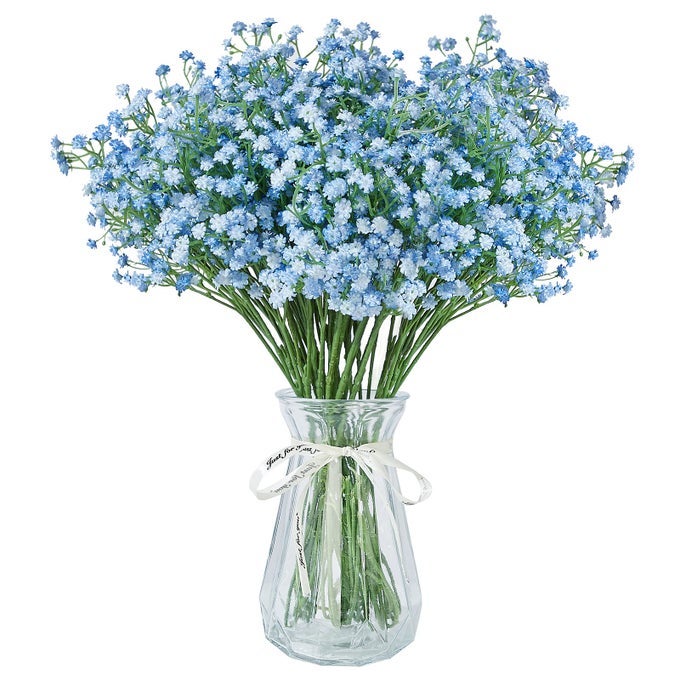 Babys Breath Artificial Flowers12 Pcs Gypsophila Real Touch Flowers for Wedding Party Home Garden Decoration Blue