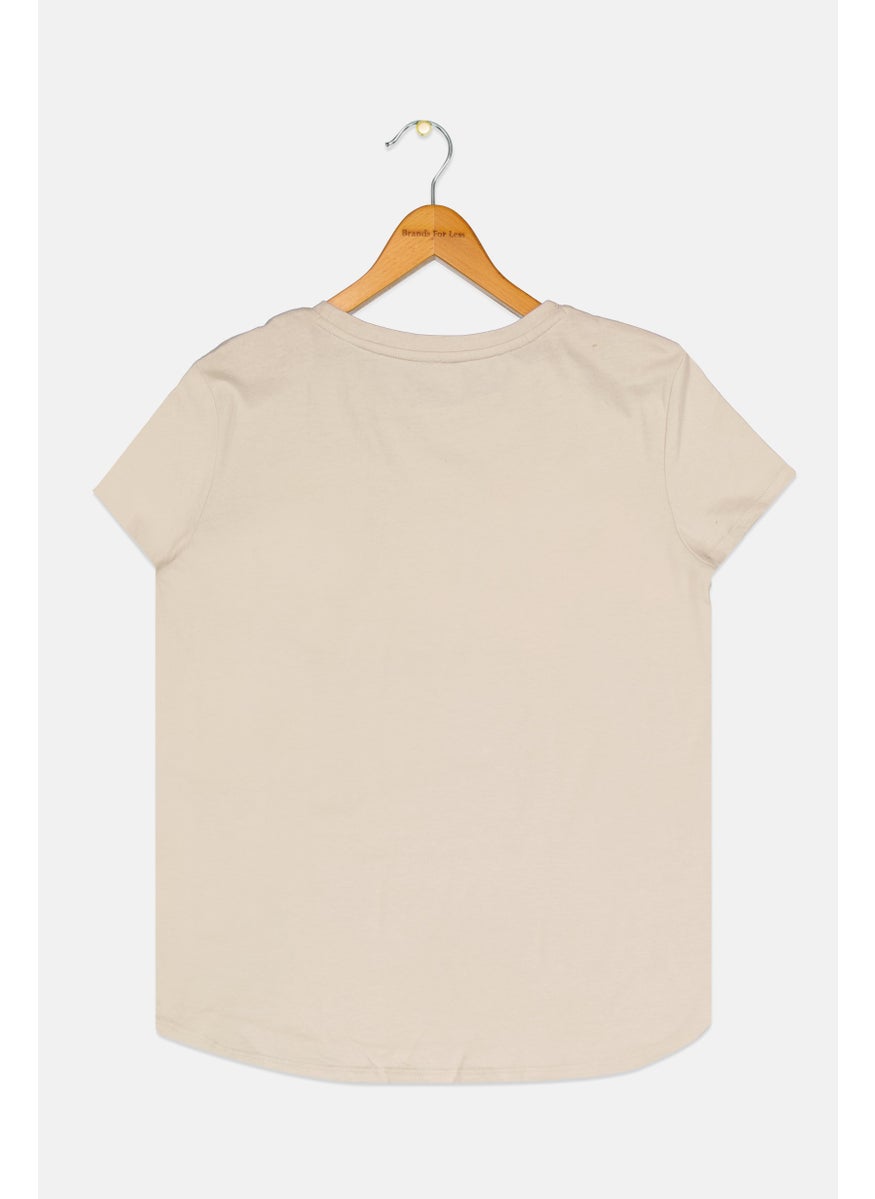 GAP - Kids Girl Brand Logo Short Sleeve T-Shirt, Dark Beige - Image 1