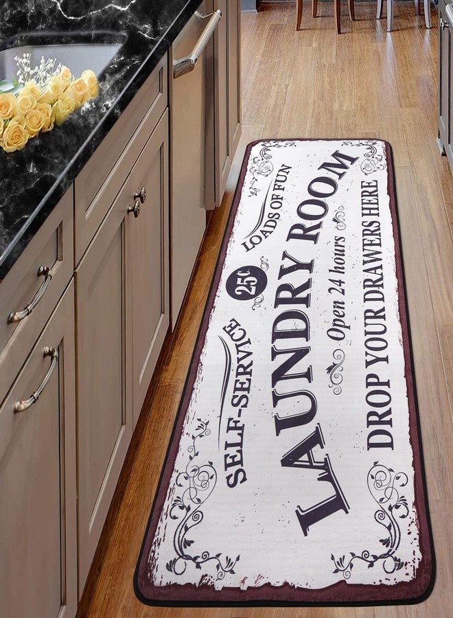 EYECY Laundry Room Long Rug Area Rug Non-Slip Floor Mat Waterproof Farmhouse Carpet for Kitchen 72" x 24"(White-1) - Image 4