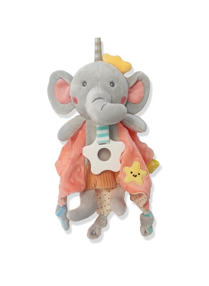 Baby Soothing Toy with Rattle, 0-1 Year Old Comforter Doll, Soft Plush Sleeping Companion, Infant Teething-Friendly Toy (Elephant  Rabbit) - Image 3