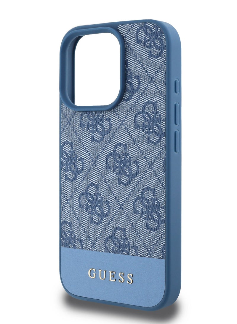 GUESS iPhone 16 Pro Max Case PU 4G Hard Cover with Bottom Stripe Classic Logo / Drop Protection / Extra Shield Protection / Slim back Cover - Blue - Image 4