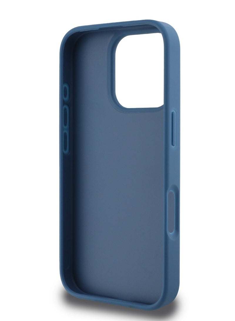 GUESS iPhone 16 Pro Max Case PU 4G Hard Cover with Bottom Stripe Classic Logo / Drop Protection / Extra Shield Protection / Slim back Cover - Blue - Image 3