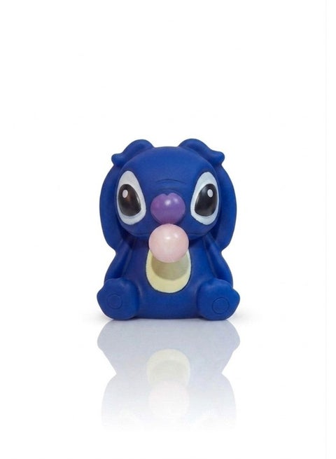 This cute little toy resembles the famous Stitch character blowing a bubblegum bubble.