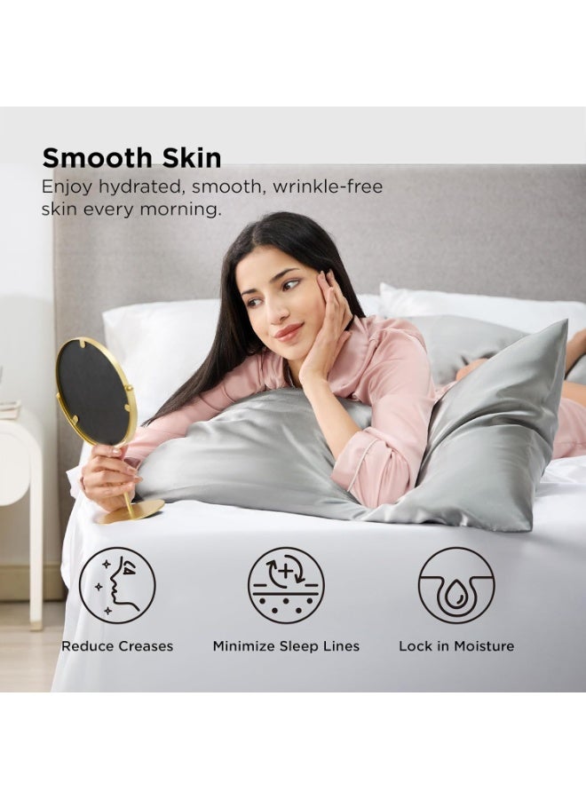 Bedsure Satin Pillowcase, Similar to Silk Pillow Cases Queen Size Set of 2, Cooling Pillow Case Covers with Envelope Closure, Christmas Room Decor Gifts for Women Men, Silver Grey, 20x30 Inches, 2pcs - Image 2