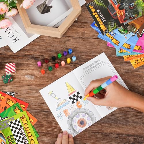 BenLouis 24 Pcs Monster Truck Mini Coloring Books Kids Monster Car Party Favors Small Activity Books Bulk for Kids Monster Truck Birthday Goodie Bags Stuffers Return Gifts Classroom Travel - Image 3