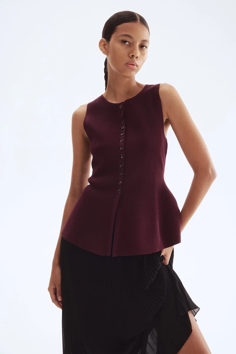 H&M Rib-knit peplum waistcoat