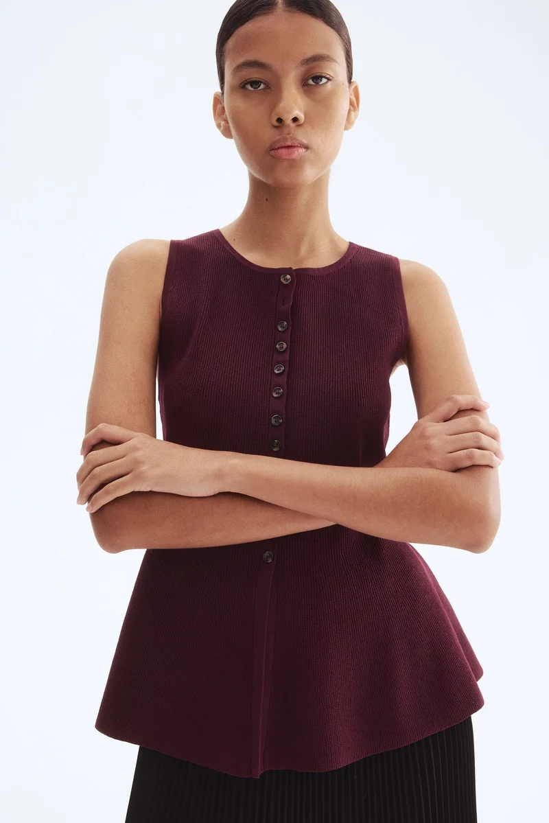 H&M Rib-knit peplum waistcoat