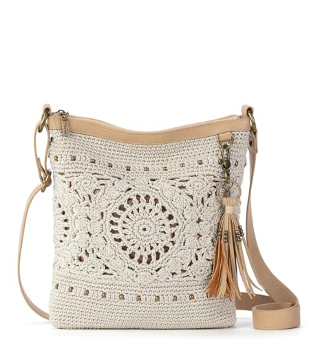 The Sak Lucia Crossbody Bag in Crochet, Convertible Purse with Adjustable Shoulder Strap, Natural Medallion - Image 1