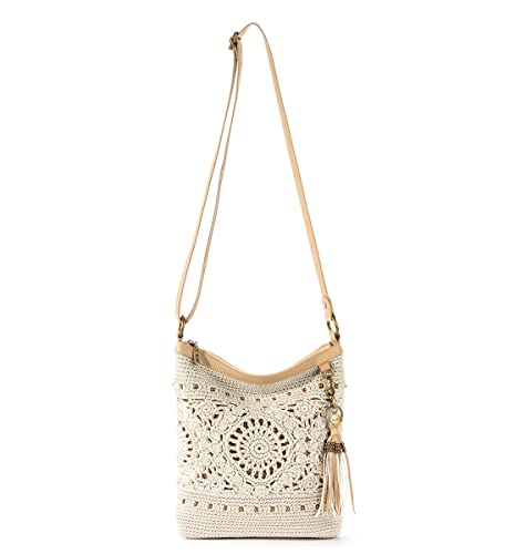 The Sak Lucia Crossbody Bag in Crochet, Convertible Purse with Adjustable Shoulder Strap, Natural Medallion - Image 4