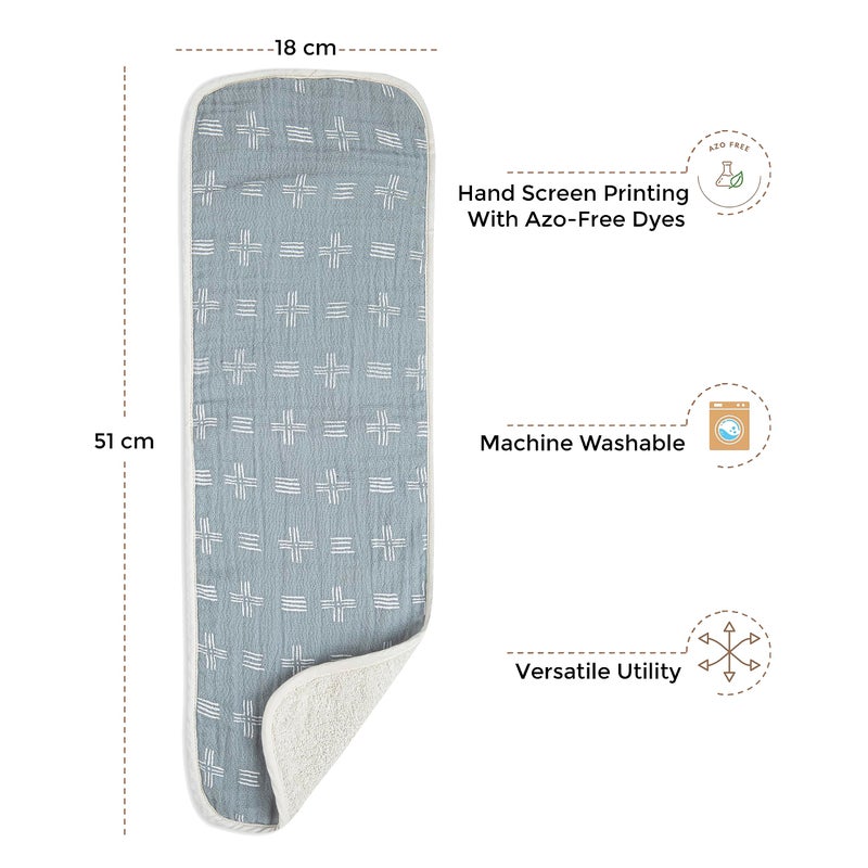 Crane Baby Muslin Burp Cloths Set, Woodland Animals, Gender Neutral Baby Gift, Absorbent Cotton Terry Backing, Machine Washable, 7" X 20" - Image 3