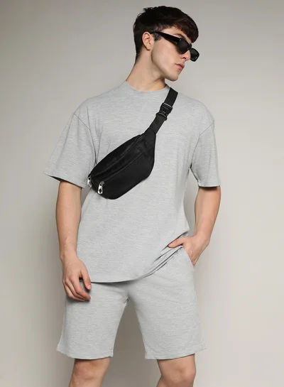 Campus Sutra Men's Oversized Solid Light Grey Casual Co-Ord Set