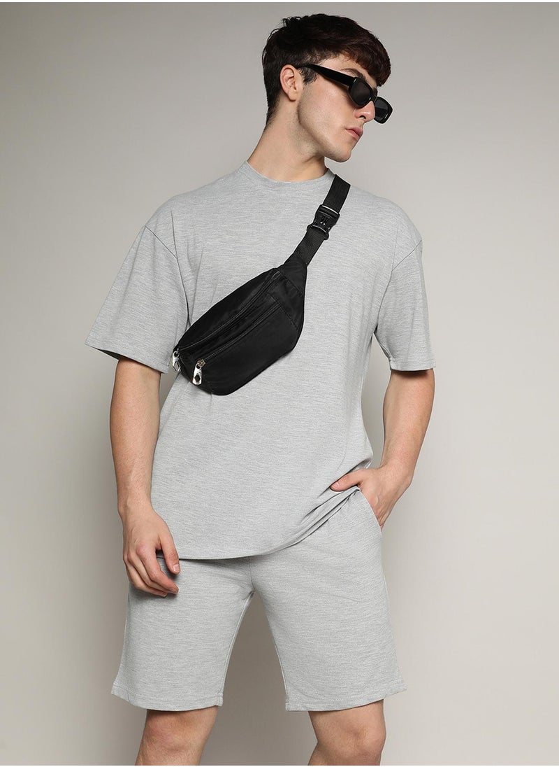 Campus Sutra Men's Oversized Solid Light Grey Casual Co-Ord Set  - Image 1