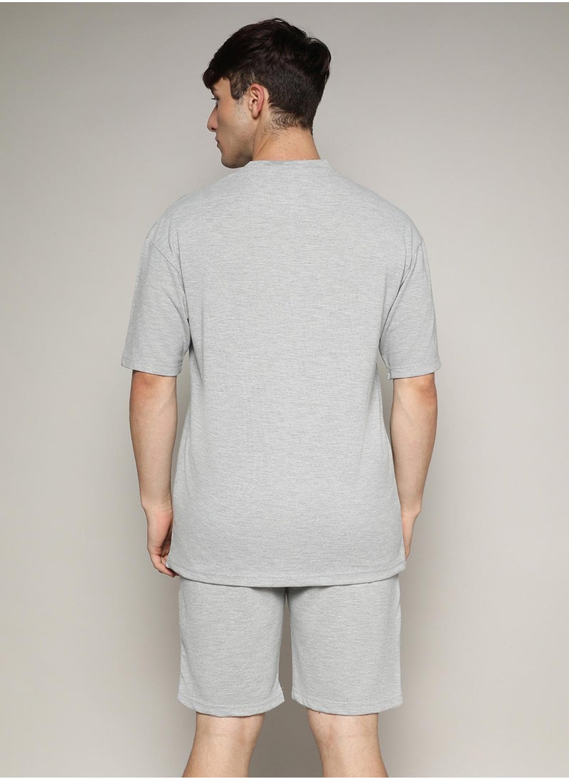 Campus Sutra Men's Oversized Solid Light Grey Casual Co-Ord Set  - Image 5