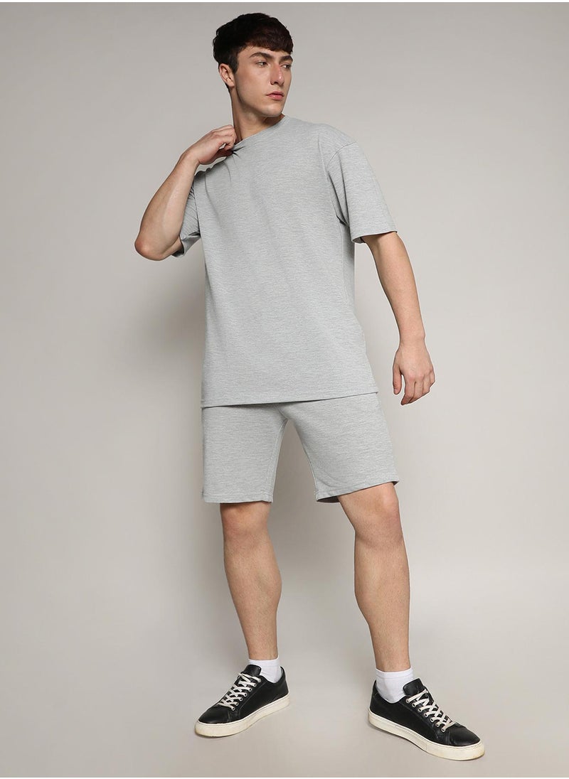 Campus Sutra - Men's Oversized Solid Light Grey Casual Co-Ord Set - Image 1