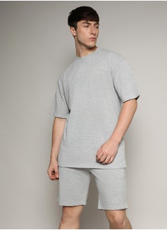 Campus Sutra Men's Oversized Solid Light Grey Casual Co-Ord Set  - Image 3