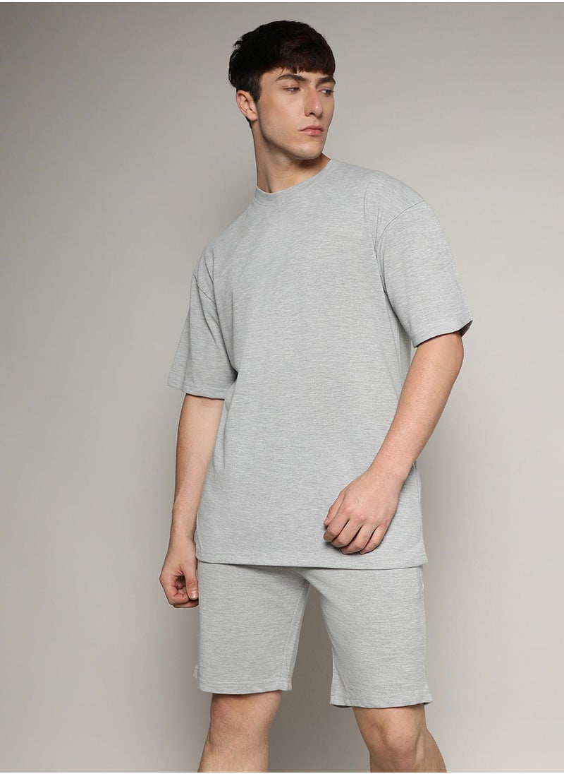 Campus Sutra Men's Oversized Solid Light Grey Casual Co-Ord Set  - Image 3