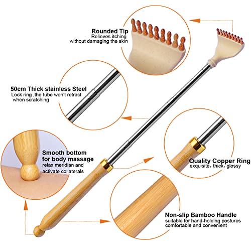 YEHORIN Telescoping Back Scratcher, Portable Extendable Bamboo Back Scratcher for Men Women with Beautiful Present Packaging, Body Scratcher for Adults - Image 3