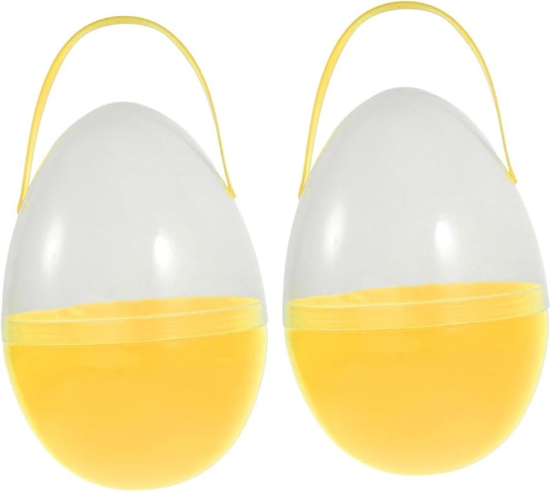 Jumbo Fillable Plastic Easter Eggs With Handles Yellow For Treats Parties And Gatherings - Image 1